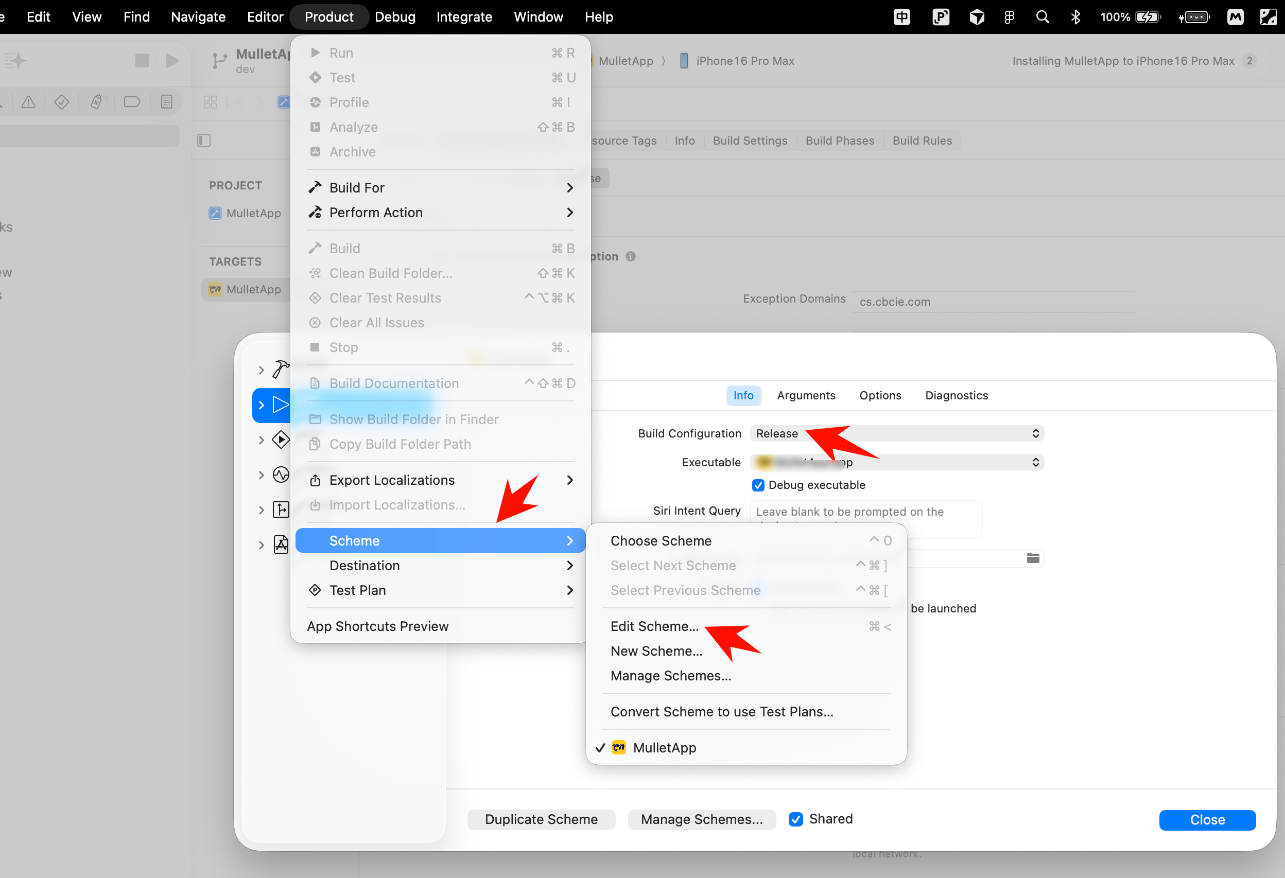 Xcode Edit Scheme 把 Build Configuration 改成 Release