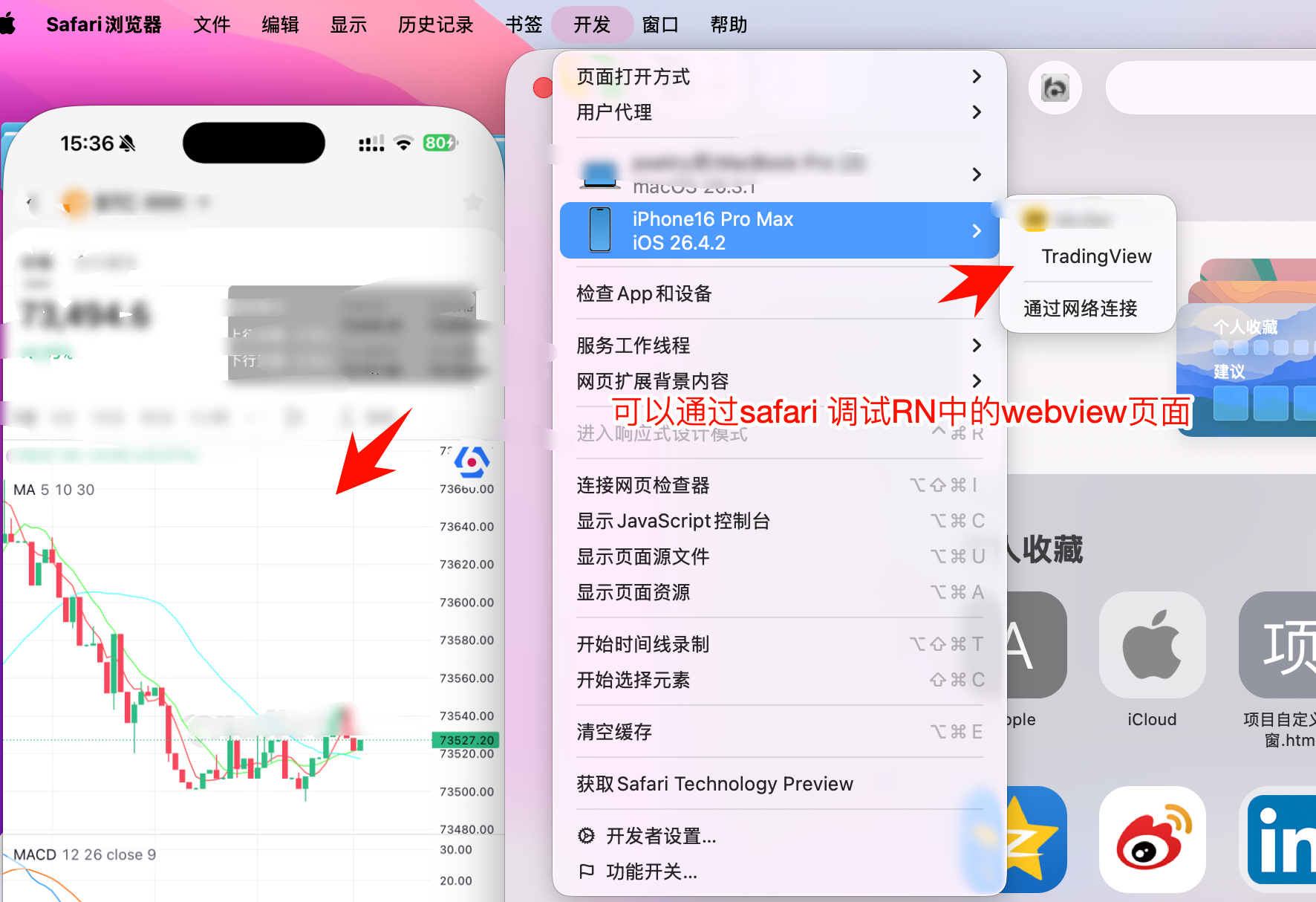 Safari 开发菜单里选中真机后，「在设备上启用网页检查器」按钮置灰，App 内的 WKWebView 没有出现在列表里