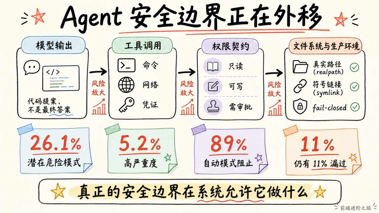 Agent 风险从模型输出扩展到工具调用、权限契约和真实系统边界
