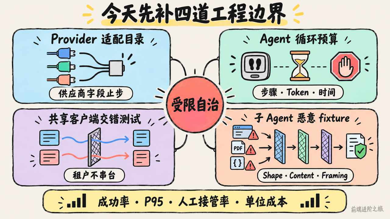 程序员应优先补齐 Provider 适配、Agent 循环预算、共享客户端测试与恶意样本验证