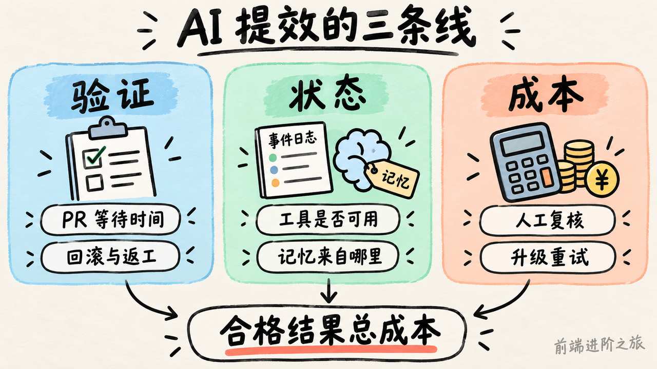 AI 提效需同时验证交付证据、工具与记忆状态，以及合格结果总成本