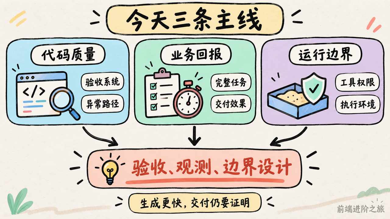 代码质量、业务回报与运行边界汇聚到验收观测和边界设计三项工程主线