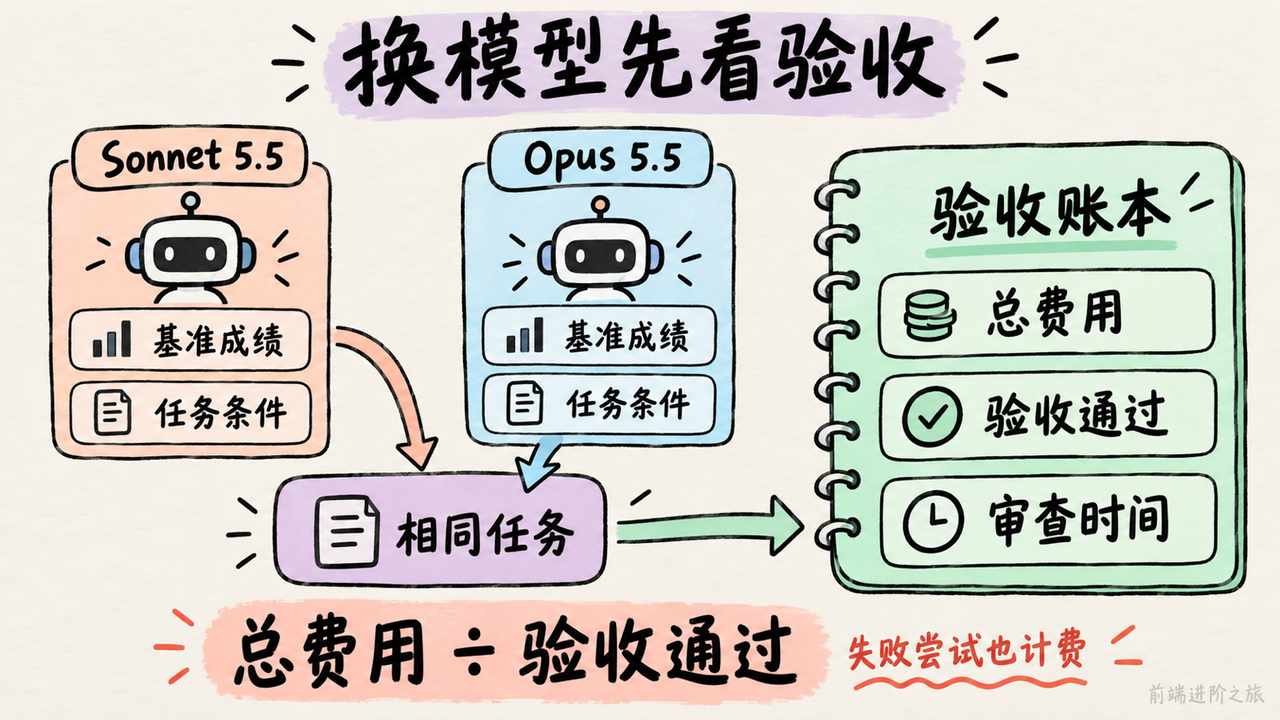 模型选择应在相同任务条件下比较每个验收通过任务的总费用,并单独记录人工审查时间。