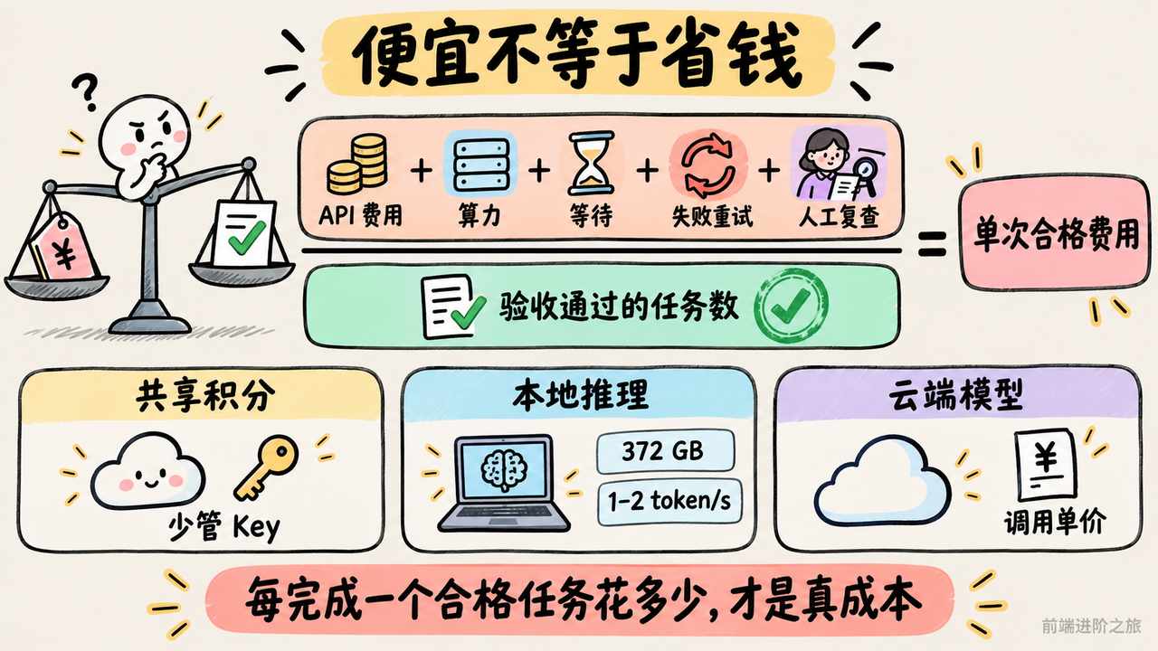 单次合格任务成本应同时计算 API 费用、算力、等待、重试和人工复查