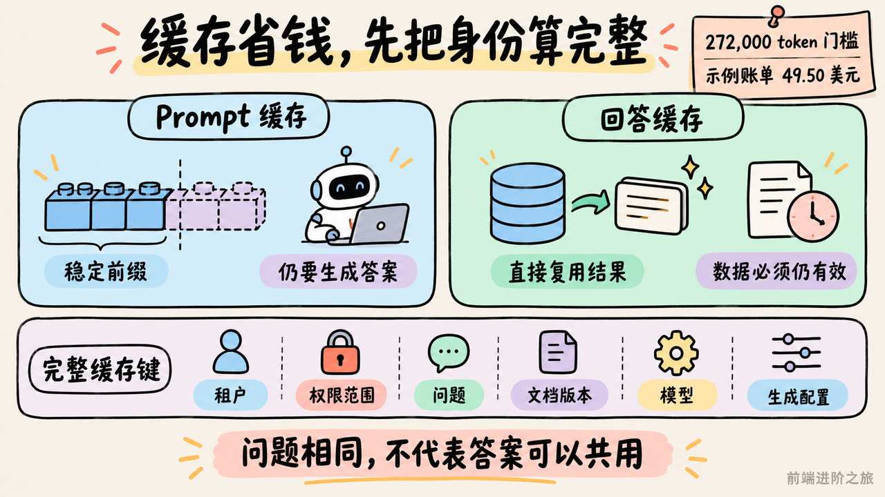 Prompt 缓存、回答缓存与完整缓存身份键对比