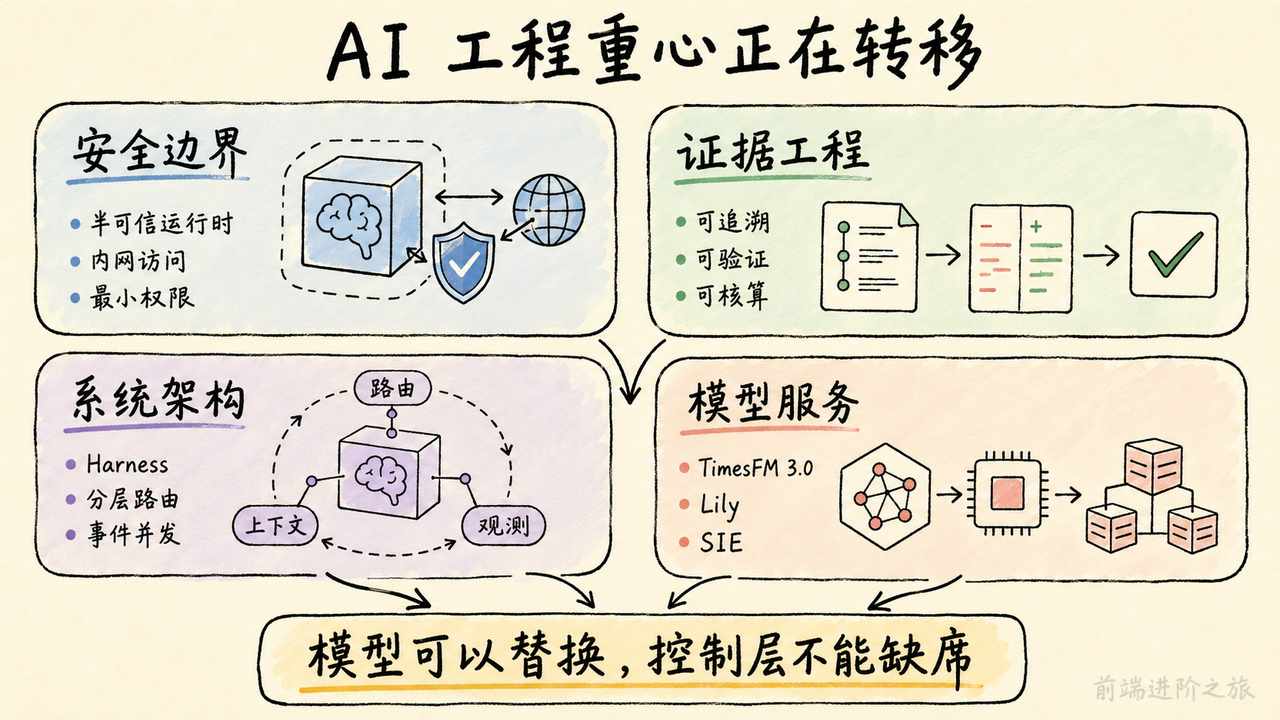 AI 工程从安全边界、证据工程、系统架构到模型服务的四条主线