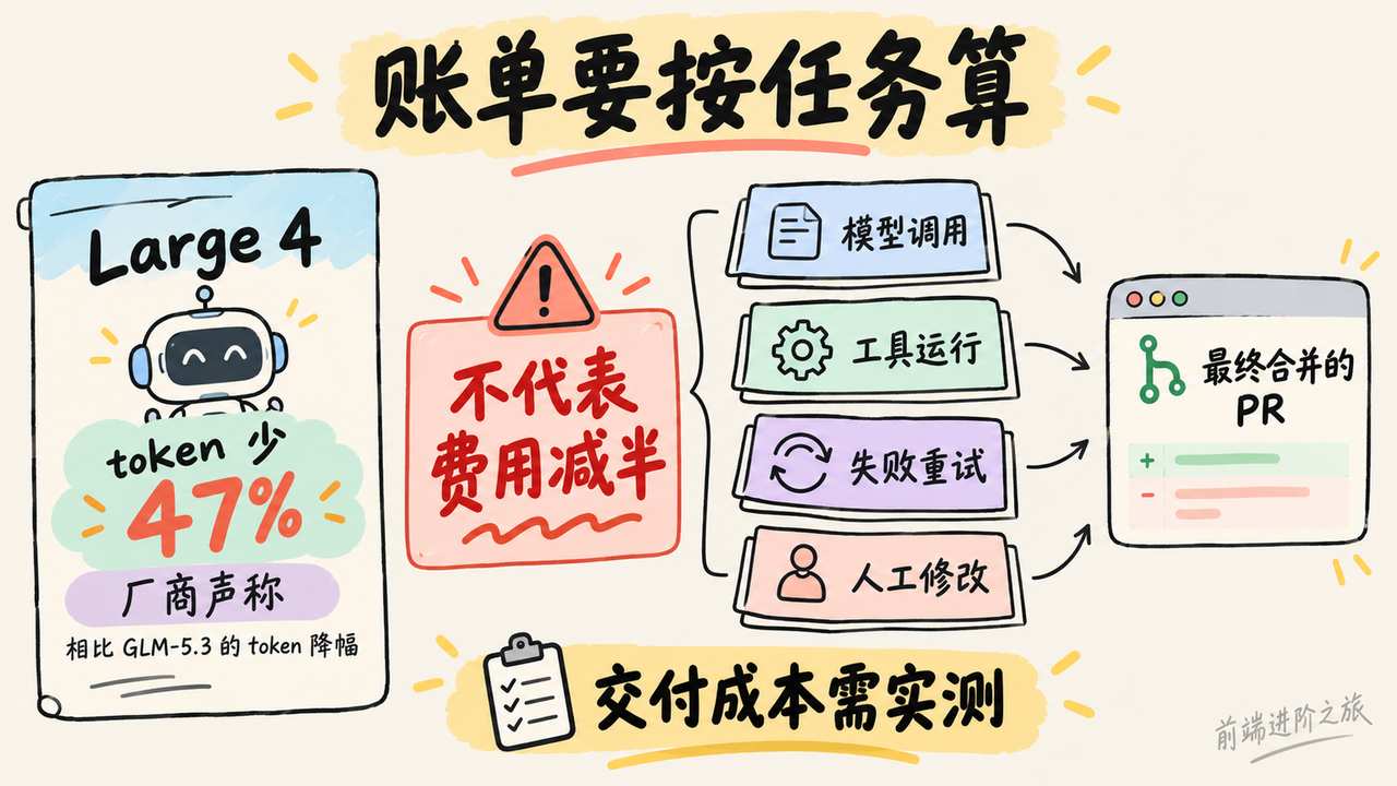 token 降幅不等于交付成本降幅，应统计每个合并 PR 的完整成本