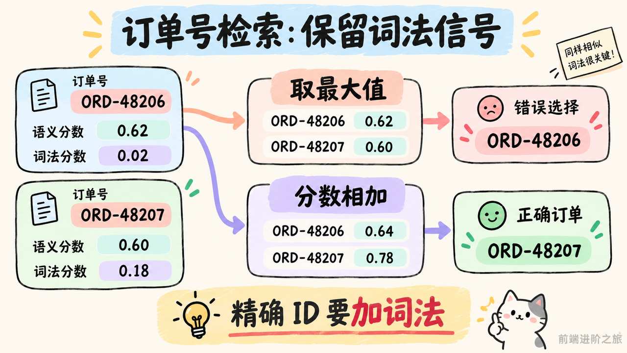 订单号检索中的语义分数与词法分数