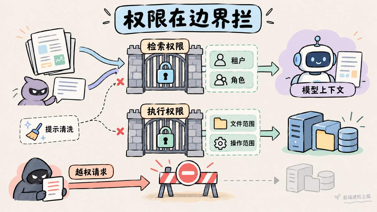RAG检索权限和Agent执行权限应在服务端边界拦截
