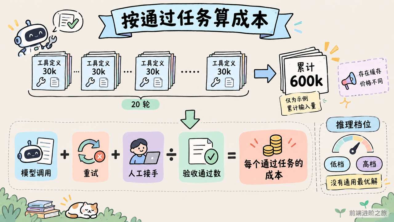MCP工具定义逐轮累计,应按验收通过任务核算重试和人工成本