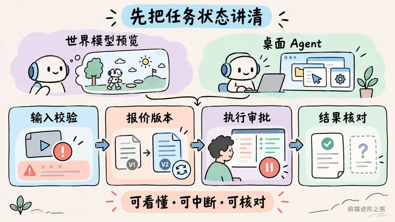 任务界面应区分输入校验、报价、审批与结果核对状态