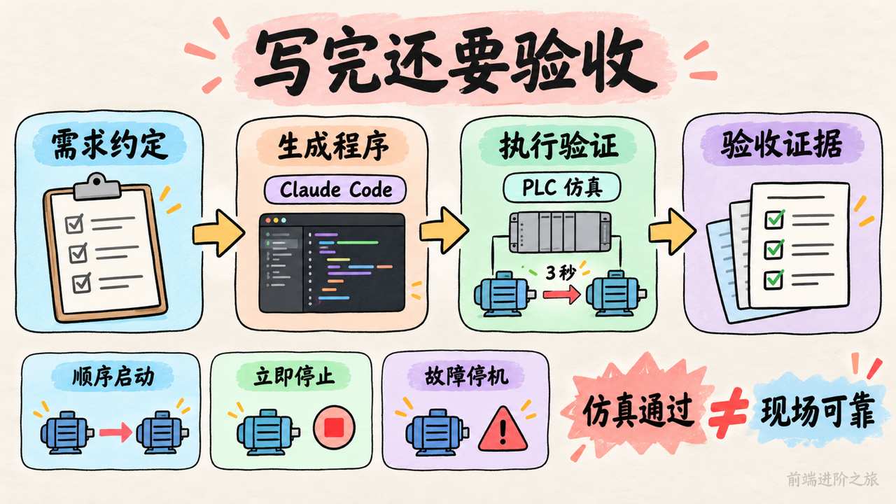 Claude Code 的 PLC 实验把需求约定、生成程序、执行验证和验收证据相连,仿真通过不等于现场可靠