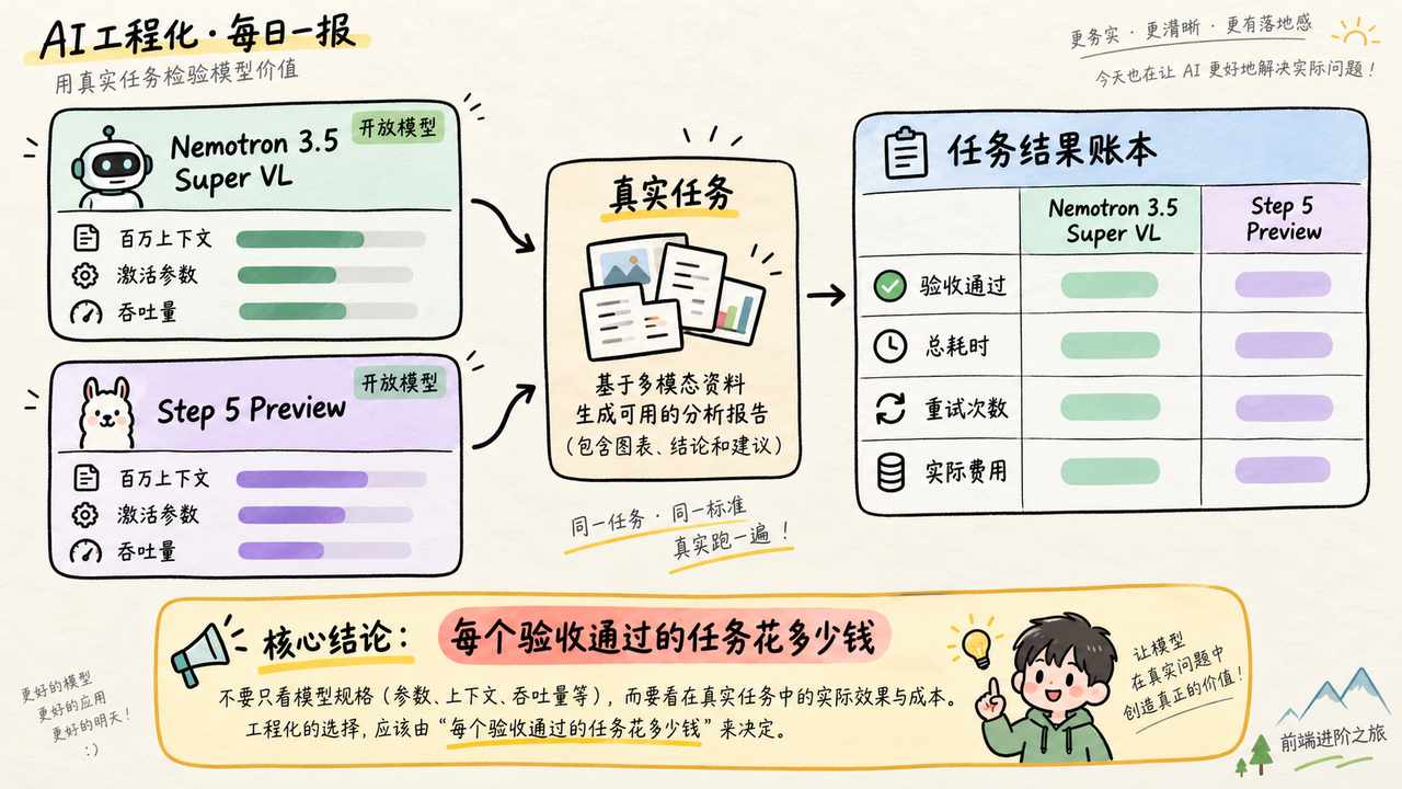 开放模型选型应比较真实任务的验收通过率、耗时、重试和费用，而非只看百万上下文与吞吐量